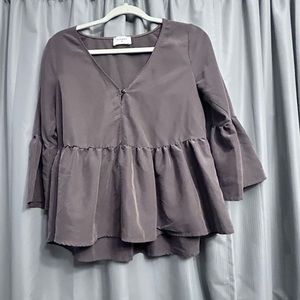 NWT Everly💋 Peplum Ruffle Blouse S toupee so soft ❤ 67 ptp 17.5 no stretch